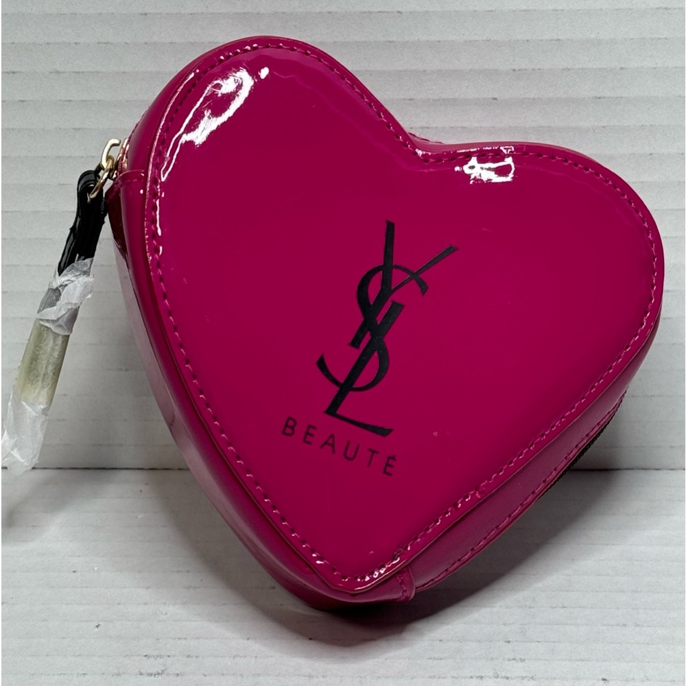 YSL Beauty Heart Shape Makeup Pouch with Mirror New